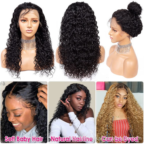 Uniky Cheap Brazilian Virgin Hair 13*4 Lace Front Wig Natural Color Water Wave Remy Hair Wigs For Black Women Human Hair wigs